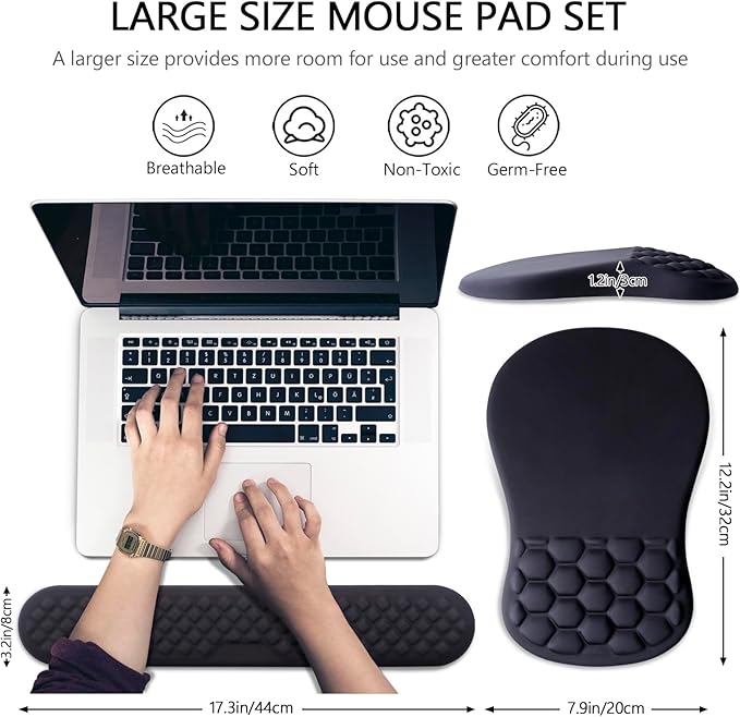 Mouse Pad Wrist Support, Laokiiy 2 in1 Keyboard Wrist Rest+ Ergonomic Mouse Pad - Image 5