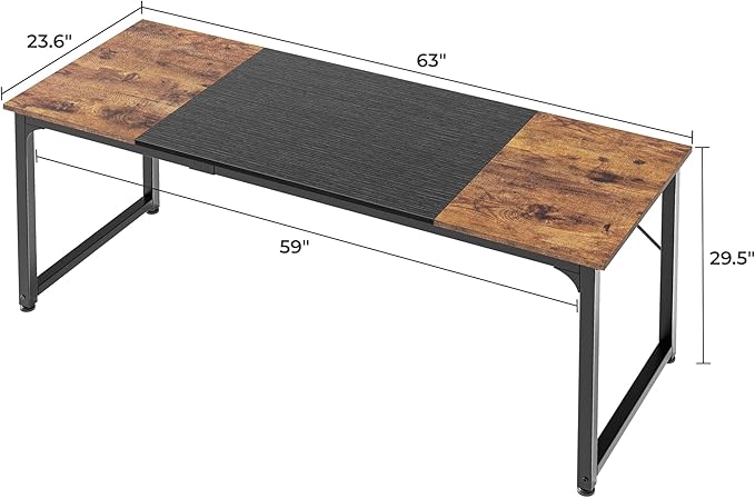 Huuger Computer Desk, 63 Inch Office Desk, Gaming Desk - Image 3