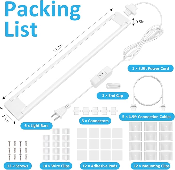 maylit Under Cabinet Lighting Plug in, Renter Friendly Lamp, Wired Indoor Lights - Image 7