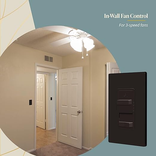 TOPGREENER Kalide Light Switch and 3-Speed Ceiling Fan Control Combo, in Wall - Image 4