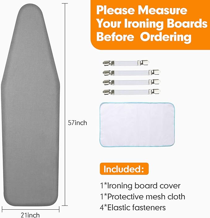 Ironing Board Cover and Pad, 21x54 Extra Large Thick Iron Padding, Scorch & - Image 6