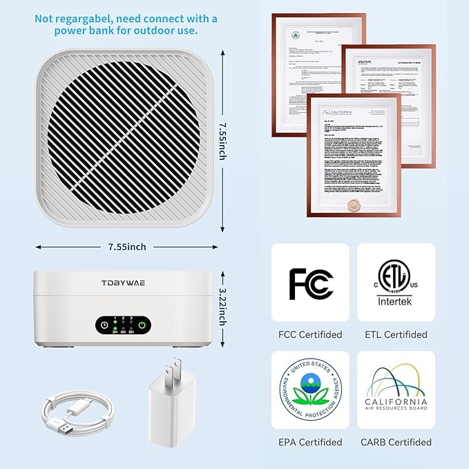 TDBYWAE Air Purifiers for Home Bedroom Up to 600 ft², True HEPA Air Purifier - Image 2