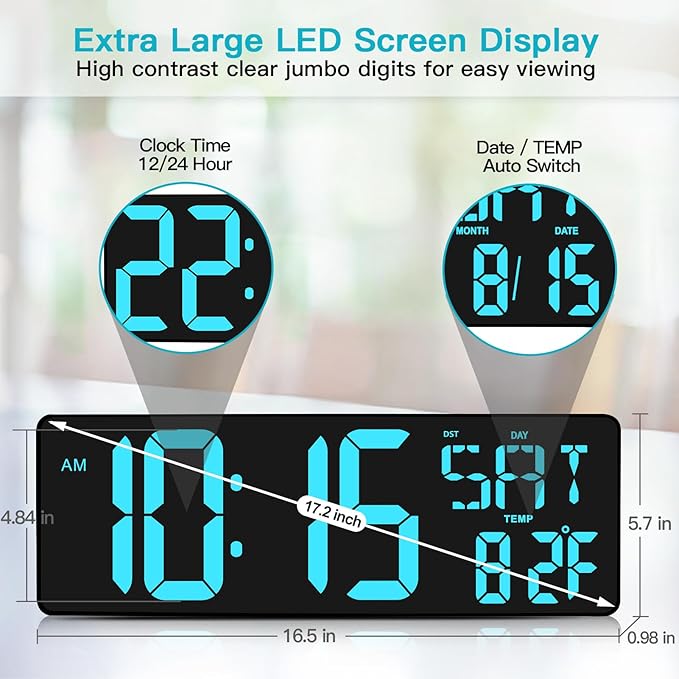 XREXS Large Digital Wall Clock - Image 3