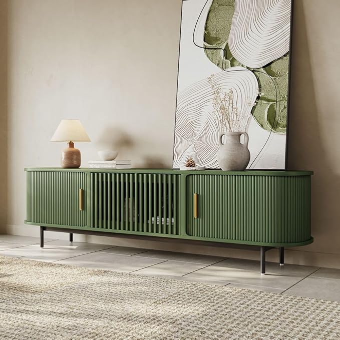 POVISON Fully-Assembled Modern Green TV Stand by POVISON