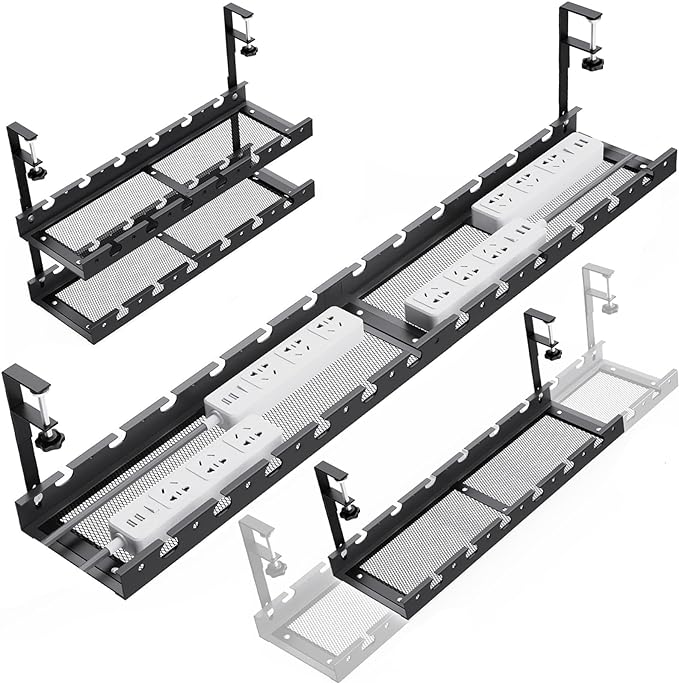 WIGAKDRU 31Inch Extendable Under Desk Cable Management Tray Multi-Model Metal by Unknown