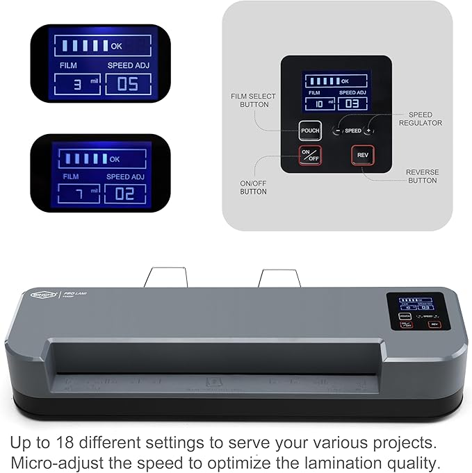 SINCHI 13-Inch 4-Roller Thermal Laminator & Foil Applicator w/LCD Display - Image 3