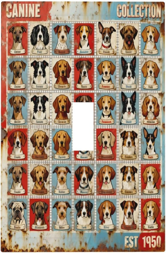 Bvtewkhz Dogs Funny Puppy Pets Vintage 1 Gang Single Toggle Decorative Outlet by Unknown