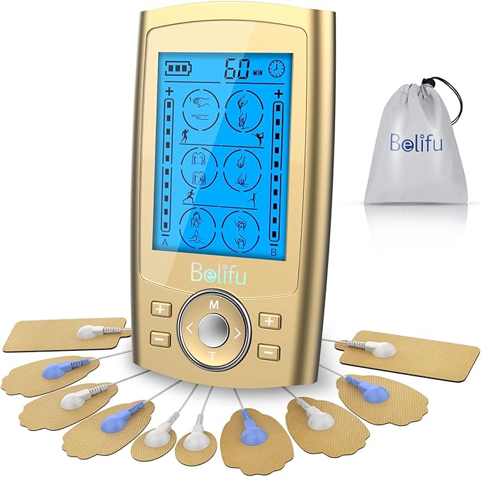Belifu Dual Channel TENS EMS Unit 24 Modes Muscle Stimulator by Belifu