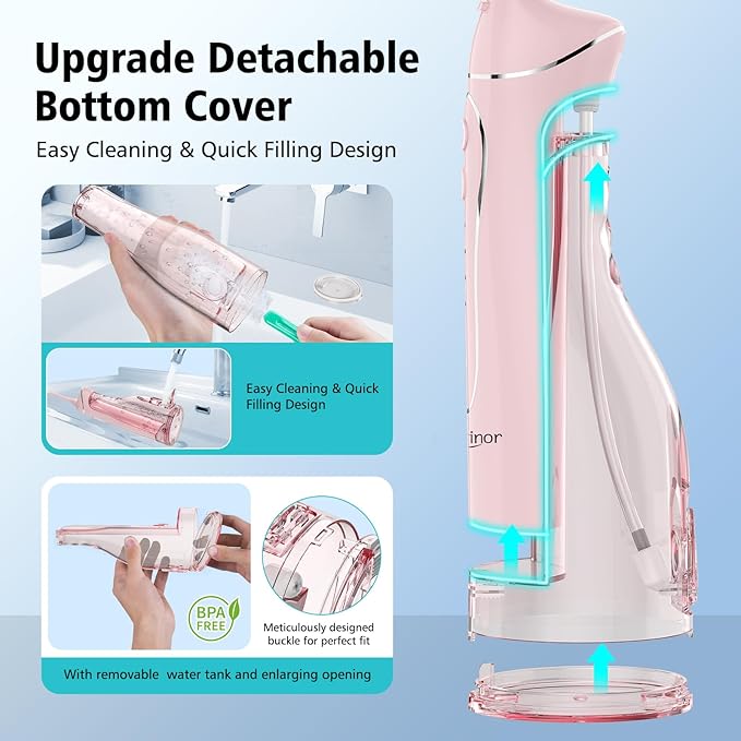 Leominor Water Flosser Pick for Teeth, 300ML Portable Oral Irrigator Upgraded - Image 7