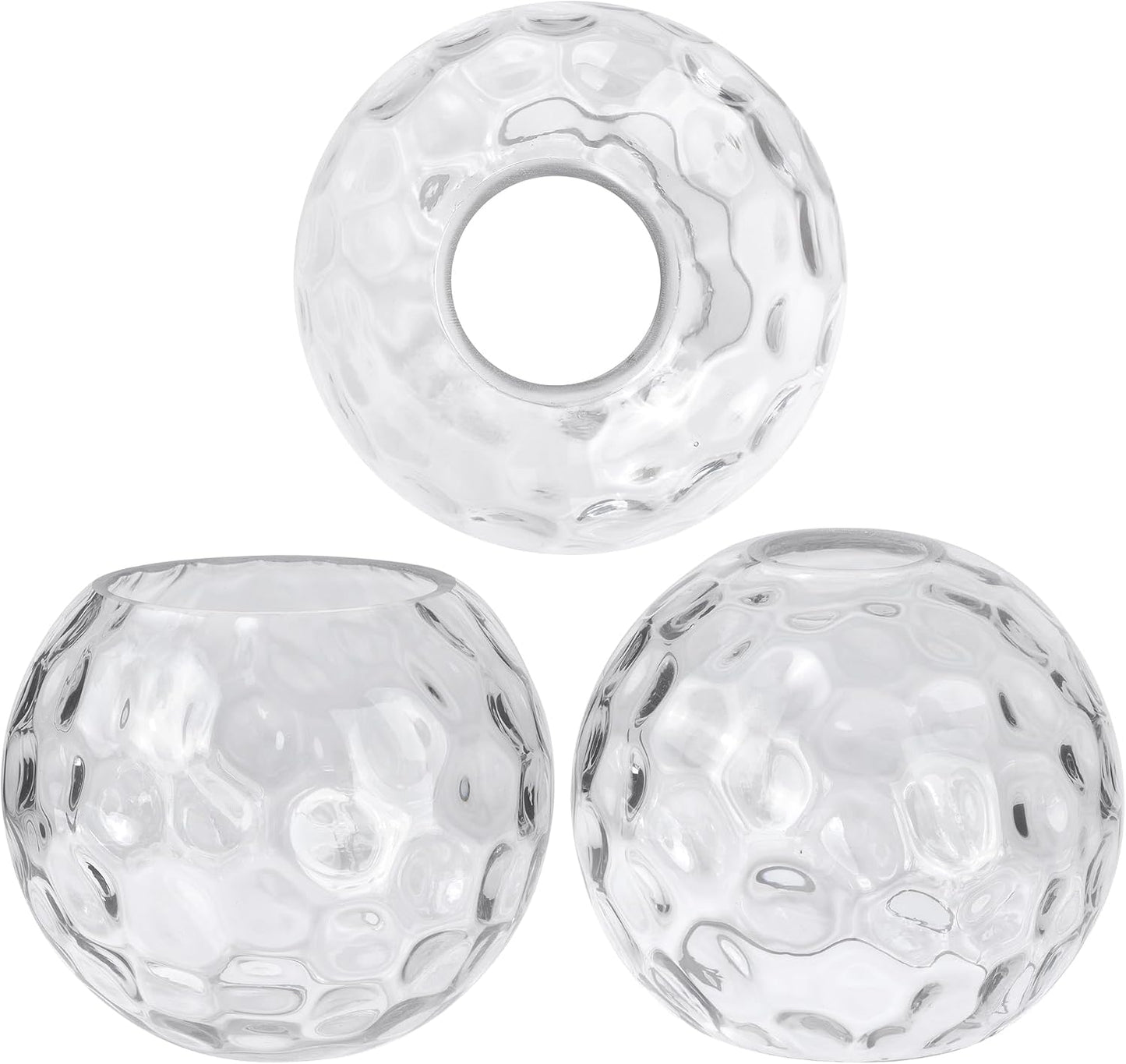 3 Pack Clear Hammered Globe Glass Lamp Shade Replacement, 1-5/8" Fitter | 5.9"W x 5"H, Water Ripple Effect Glass Globe Cover for Chandelier Pendant Light Wall Sconce Lighting Fixture