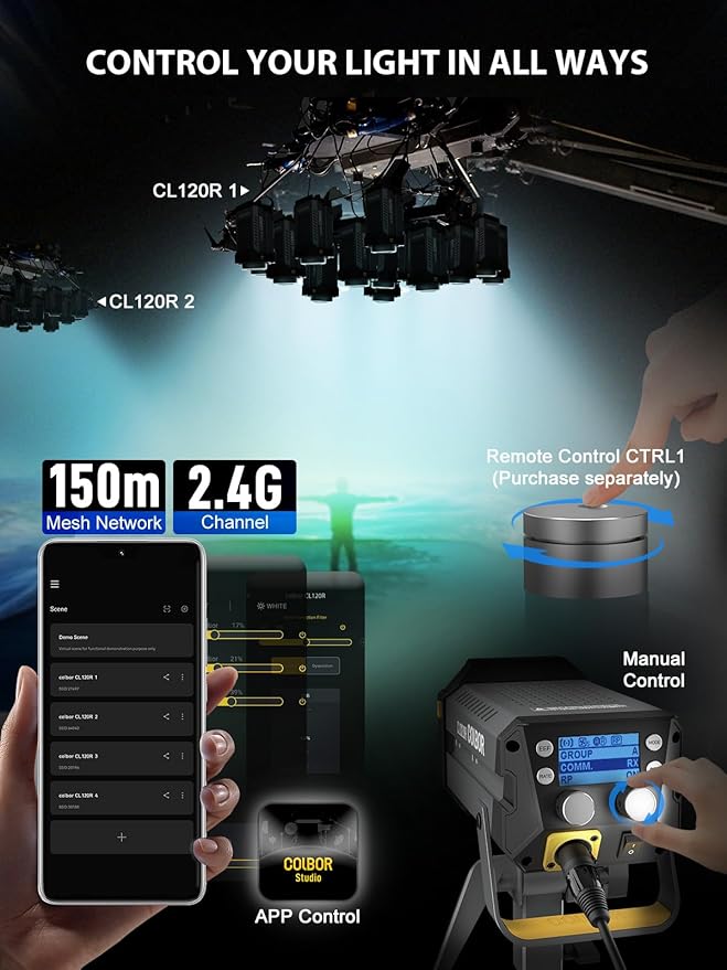 Video Light, COLBOR CL120R RGB 120W Continuous Lighting M/G Balance 2700~6500K - Image 7