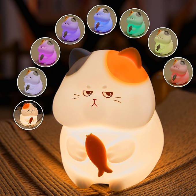 FAMIDUO Greedy Cat Night Light for Kids, 3 LevelsDimmable Cute Kitty Nursery - Image 8