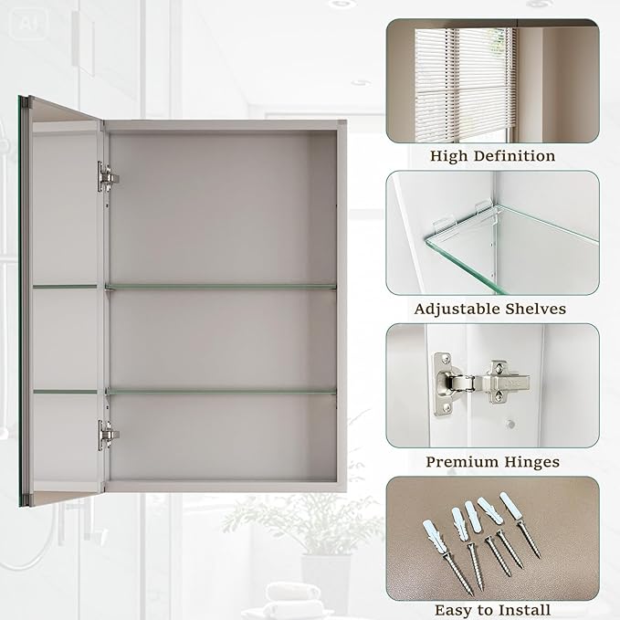 Bathroom Medicine Cabinet with Mirror, 30 Inch x 24 Inch Bathroom Mirror - Image 6