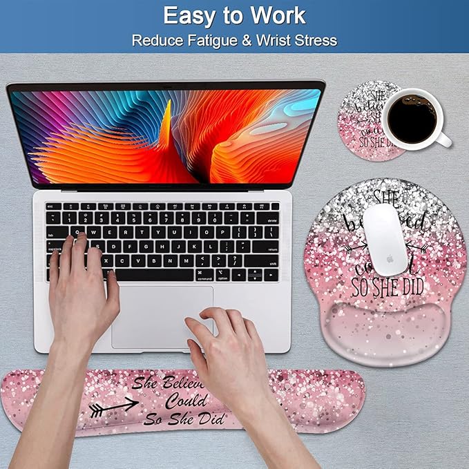Keyboard Wrist Rest and Mouse Pad Wrist Support Set - Image 4