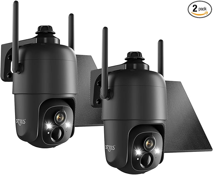 Dzees Solar Security Cameras Wireless Outdoor, 2K Battery Powered Security by Dzees