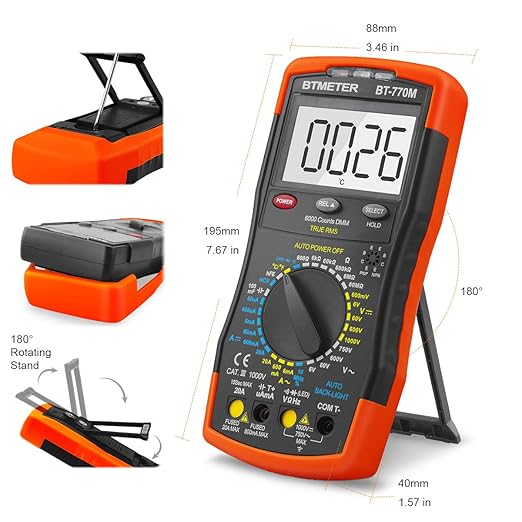 Digital Multimeter TRMS 6000 Count, BTMETER BT-770M Auto/Manual Ranging DMM - Image 4