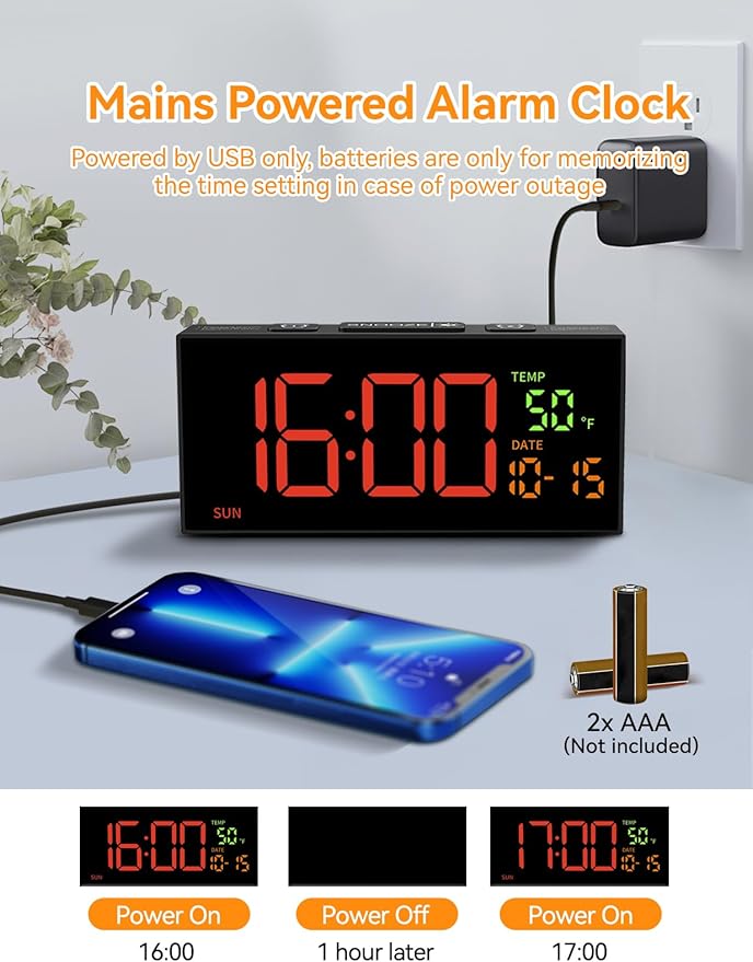 Netzu Alarm Clocks for Bedrooms, Digital Alarm Clock - Image 8
