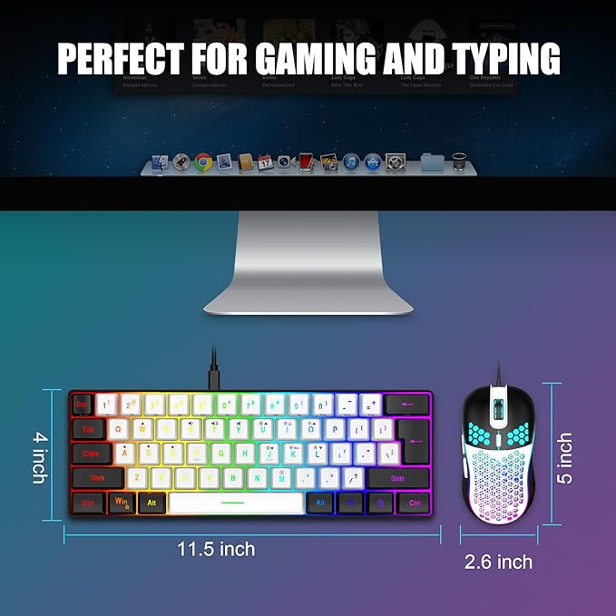 RedThunder 60% Gaming Keyboard and Mouse Combo, Ultra-Compact 61-Key RGB - Image 6