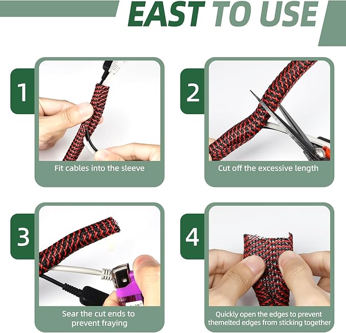 Split Wire Loom Tubing, Cable Protector Sleeve, Braided Cable Management - Image 6