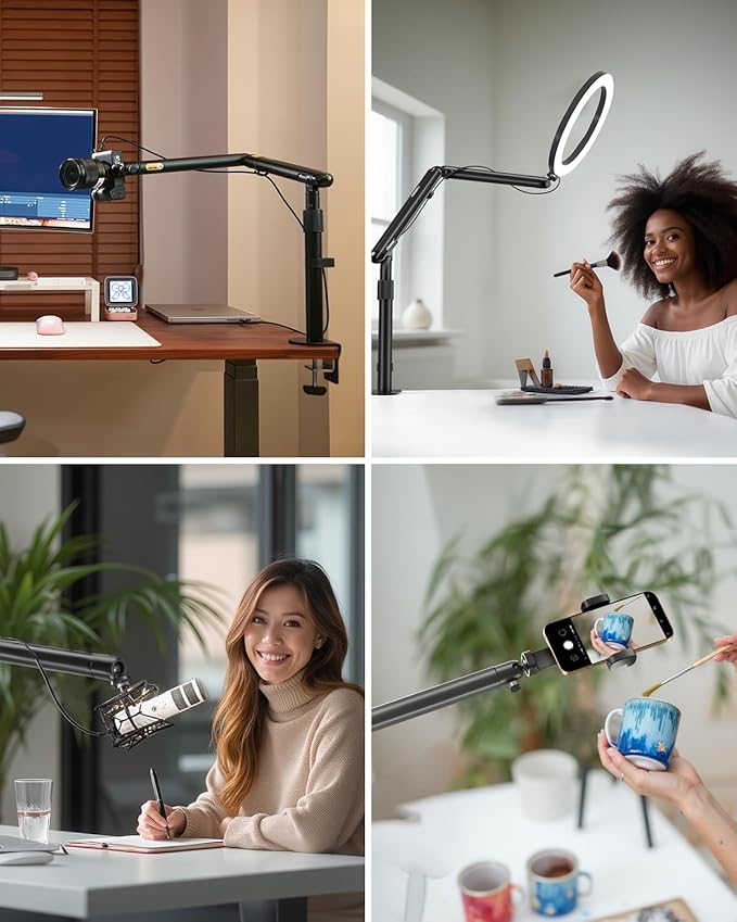 Viozon Overhead Camera Mount, Overhead Phone Stand, Flexible Aluminum Alloy - Image 2