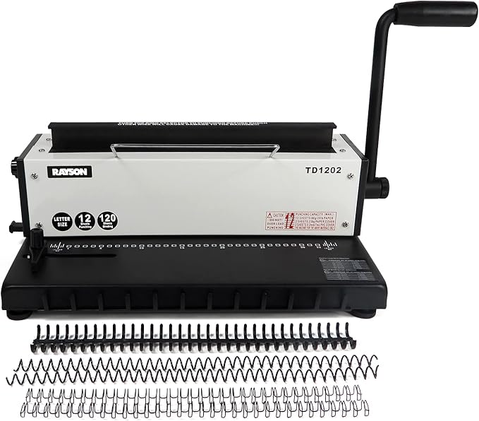 Rayson TD1202 Binding Machine, 3:1 Pitch Wire Binder, Punching 12 by RAYSON