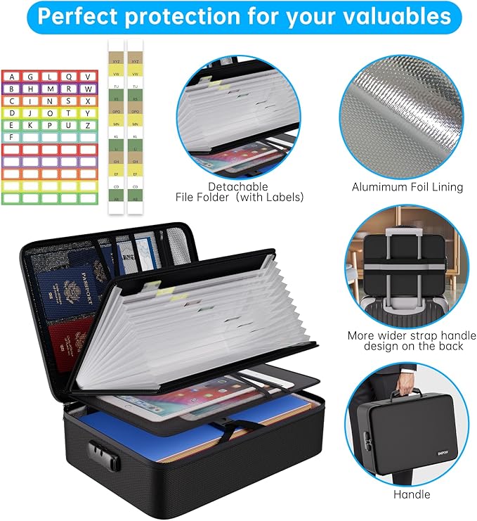ENGPOW File Organizer Bag with 13 Pocket Accordion File Folder, Fireproof - Image 6