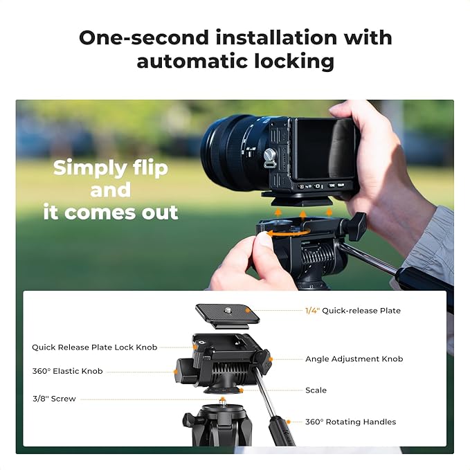 K&F CONCEPT Camera Tripod, Cellphone Clip - Image 6