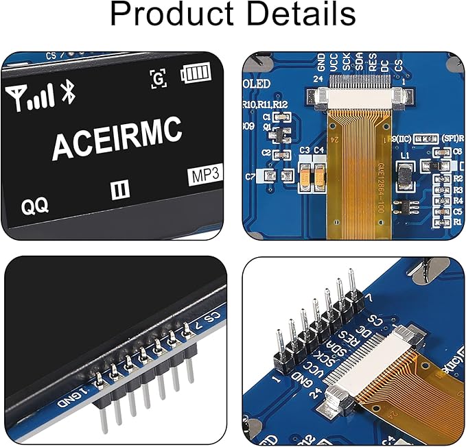ACEIRMC 2.42 inch 128x64 OLED LCD Display Module SSD1309 7 Pin SPI/IIC I2C - Image 4
