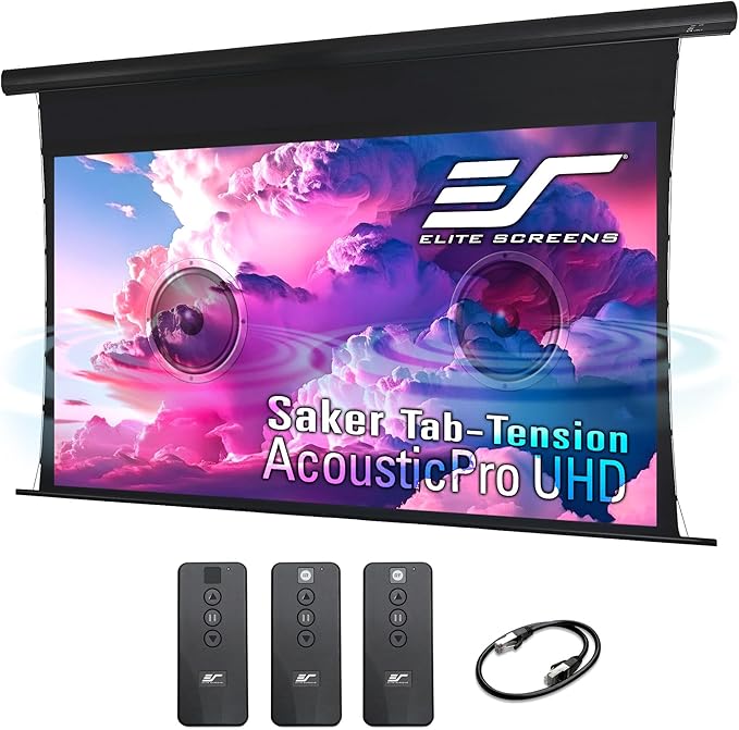 Elite Screens Saker Tab-Tension AcousticProUHD RC1 Kit, Acoustically Sound by EliteProjector