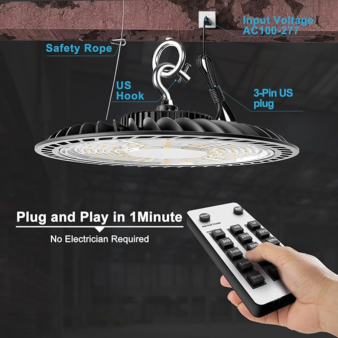 Smart 200W LED High Bay Light 30000LM 5000K UFO High Bay Lighting Motion - Image 7