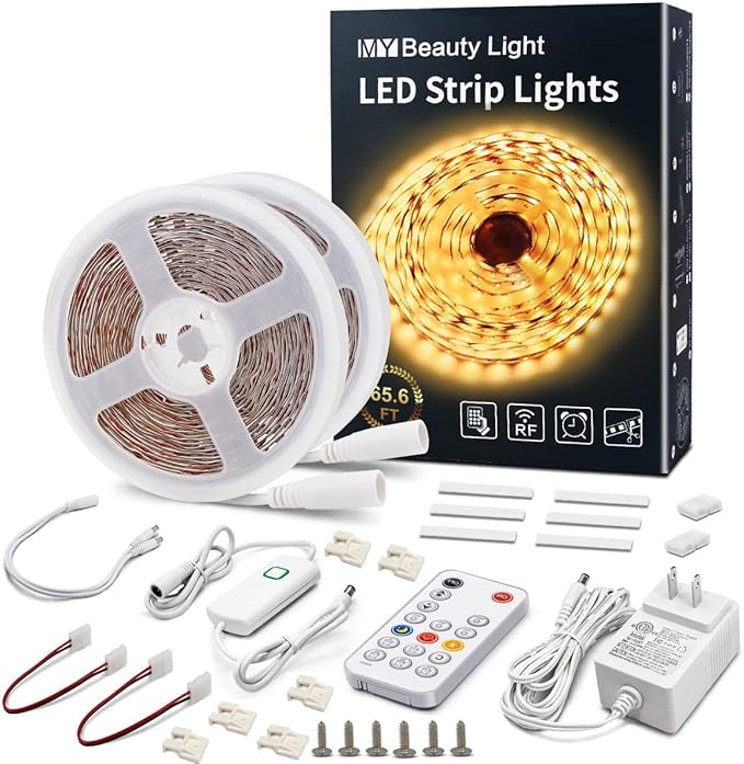 MY BEAUTY LIGHT LED Strip Lights Warm White, 65.6ft Dimmable LED Light Strip by MYBEAUTYLIGHT