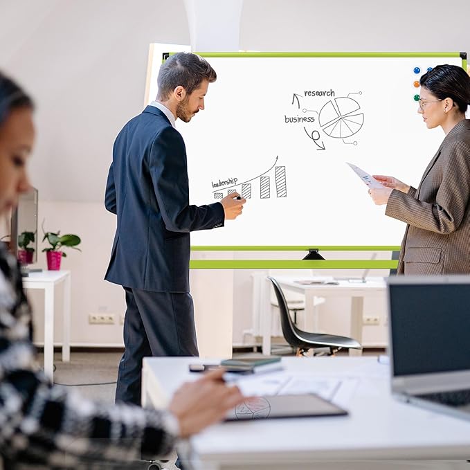 Rolling Whiteboard, 48x32 Inches Mobile Whiteboard on Wheels, Magnetic Dry - Image 8