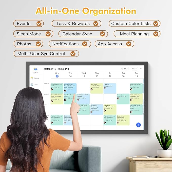 24" Digital Calendar Chore-Chart for-Family-Schedule - Image 2