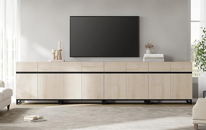 WAMPAT Modern TV Stand for TVs up to 120 inch, 4 in 1 Wood Entertainment Center - Image 3