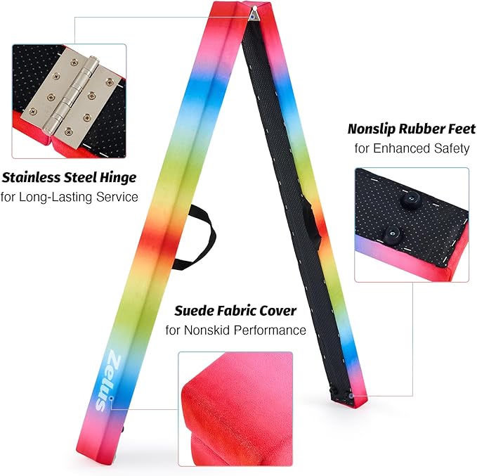 ZELUS 8' Folding Gymnastics Balance Beam, Floor Balance Beam w/Carry Handles - Image 3