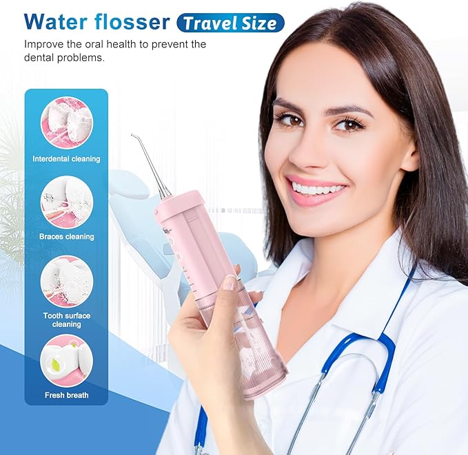 JNGOODS Mini Portable Water Flosser Oral Irrigator Water Teeth Cleaner Pick - Image 2