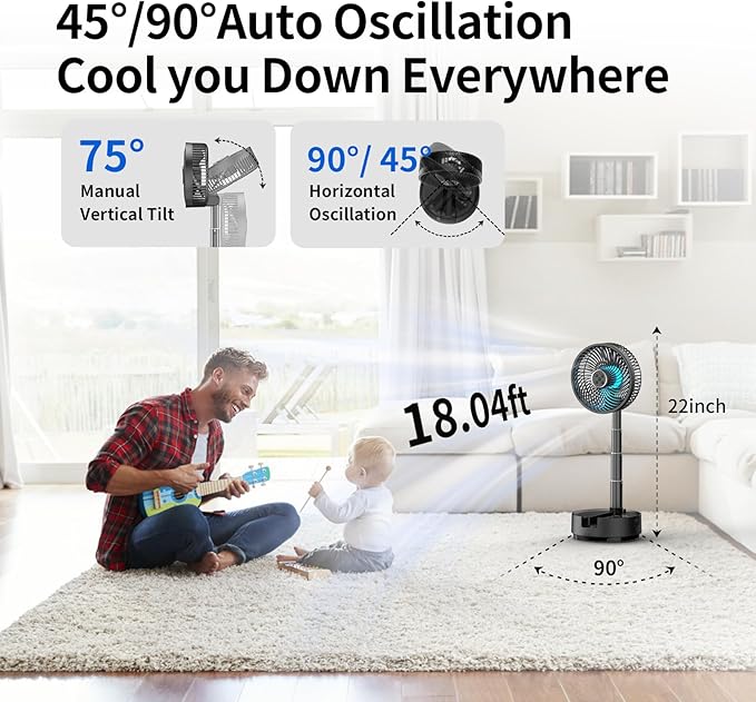 Socool 20000mAh Portable Fan Foldable Wireless Battery Rechargeable - Image 4