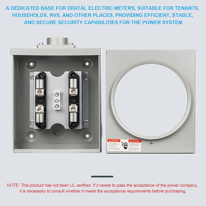 100 Amp Meter Socket, 4 Jaw Meter Base, 600V 3 Wire Ring Type, - Image 5