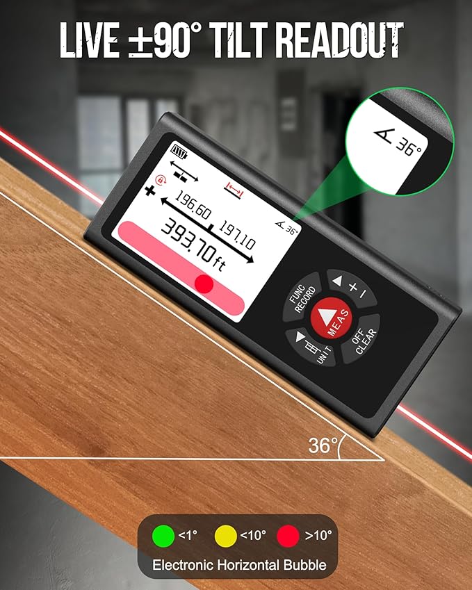 Dual Bilateral Laser Distance Measuring Tool Sturdy Aluminum Casing Laser Tape - Image 5