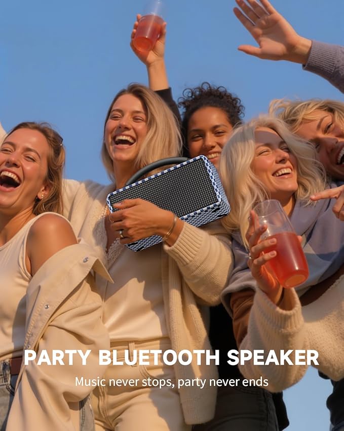DINDIN Portable Bluetooth Speaker: 80W, 20H Playtime, Loud Wireless Wood - Image 4