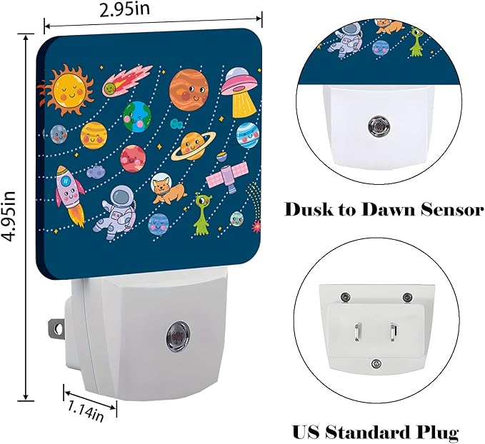 FSHVQKD Cute Space Doodle Night Light, Plug-in Nightlights Auto Sensor Night - Image 2