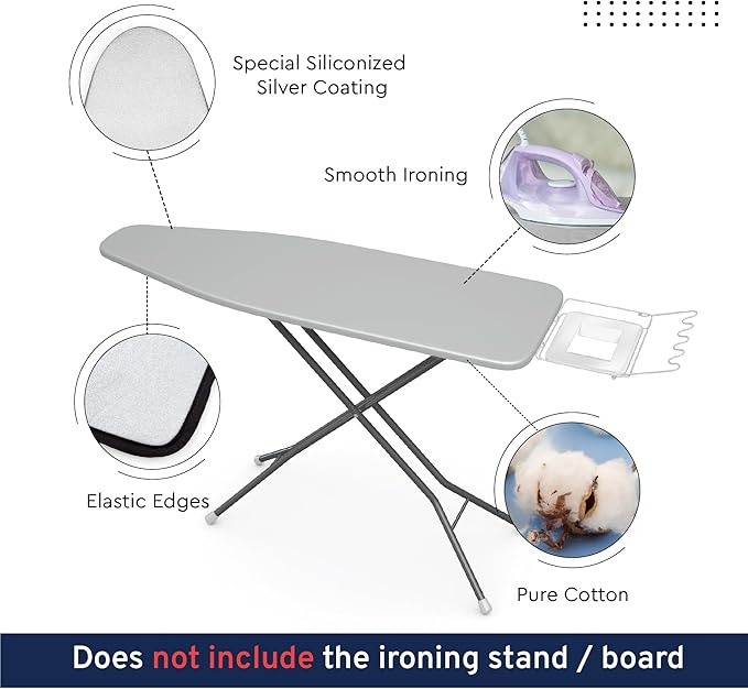 Encasa XO Ironing Board Cover and Pad 54"x15" - 4mm Felt & 2mm Foam Metallized - Image 4