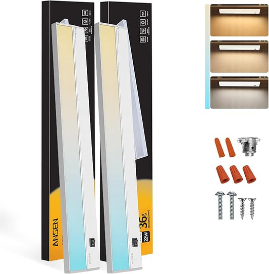 Ansen 2Packs of Under Cabinet Lighting Hardwired, 36in 22W 1426LM Dimmable Led by ANSEN