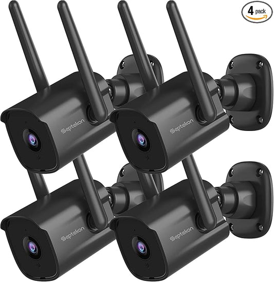 Septekon 2K Home Security Cameras 4 Pack, 2.4G Wired WiFi Security Camera by Septekon