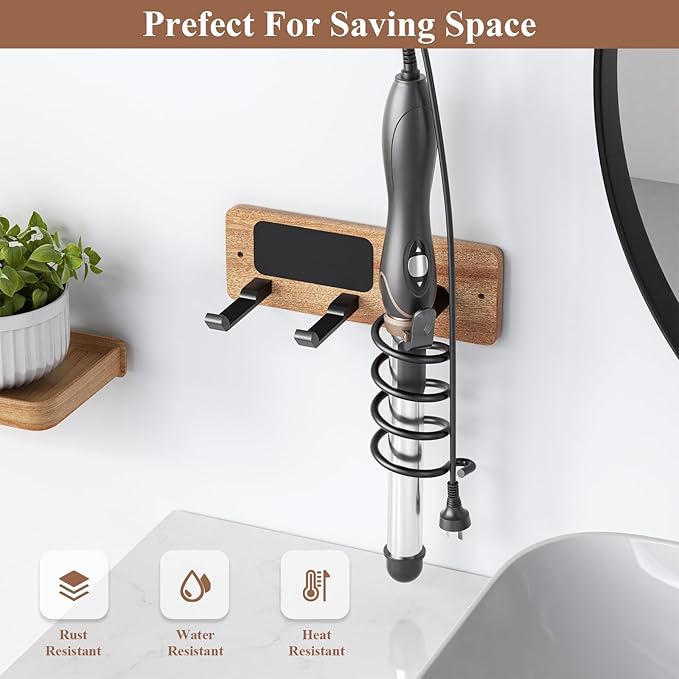 Tindbea Hair Dryer Holder Curling Iron Holder, Blow Dryer Holder Wall Mount - Image 6