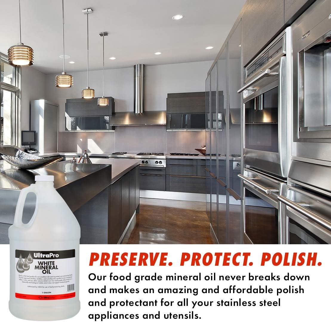 UltraPro Food Grade Mineral Oil for Lubricating and Protecting Cutting Board, Butcher Block, Stainless Steel, Knife, Tool, Machine and Equipment (1 Gallon)
