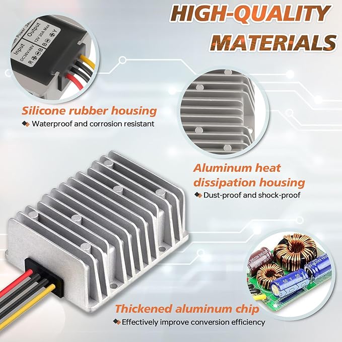JAMHER 12V 240W Golf Cart 48V 36V to 12V Waterproof Converter Voltage Regulator - Image 4