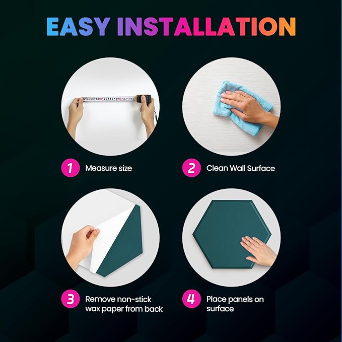 Self-Adhesive Acoustic Panels, 12 Pack Hexagon Sound Proof Foam Panels - Image 7