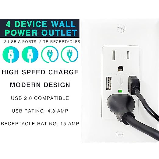 EverElectrix 10 Pack 4.8A Wall Outlet - Image 2