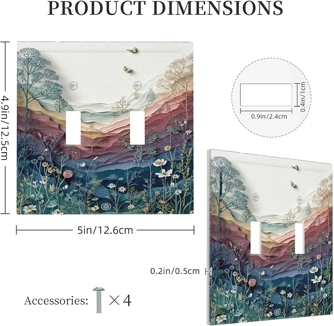 Bvtewkhz Wildflowers Rustic Flowers Floral Plants 2 Gang Double Toggle Wall - Image 4